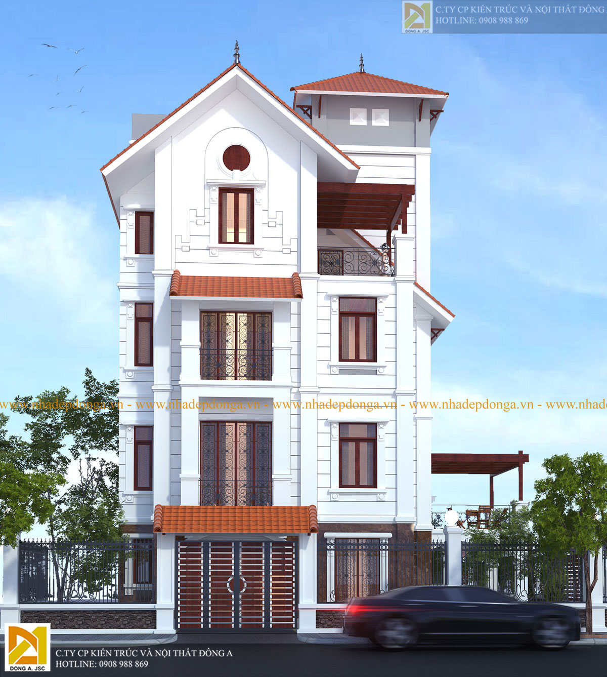 Mẫu thiết kế biệt thự 4 tầng hiện đại KT - 609 Thiet ke biet thu hien dai 4 tang kt-609
