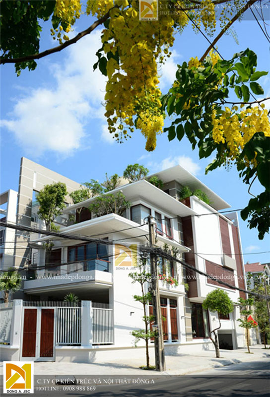 Thiết kế biệt thự hiện đại 4 tầng 2 mặt tiền hướng tây Thiet ke biet thu hien dai 4 tang 2 mat tien huong tay