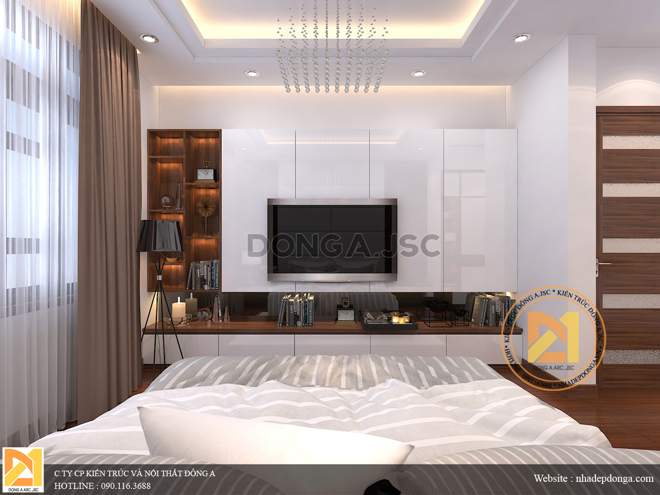 Phối cảnh nội thất phòng ngủ master chung cư hiện đại đẹp Phối cảnh nội thất phòng ngủ master chung cư hiện đại đẹp
